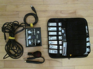 The complete set of gear I took to the jam at ANTB.  Vox Stomplab IG in center.